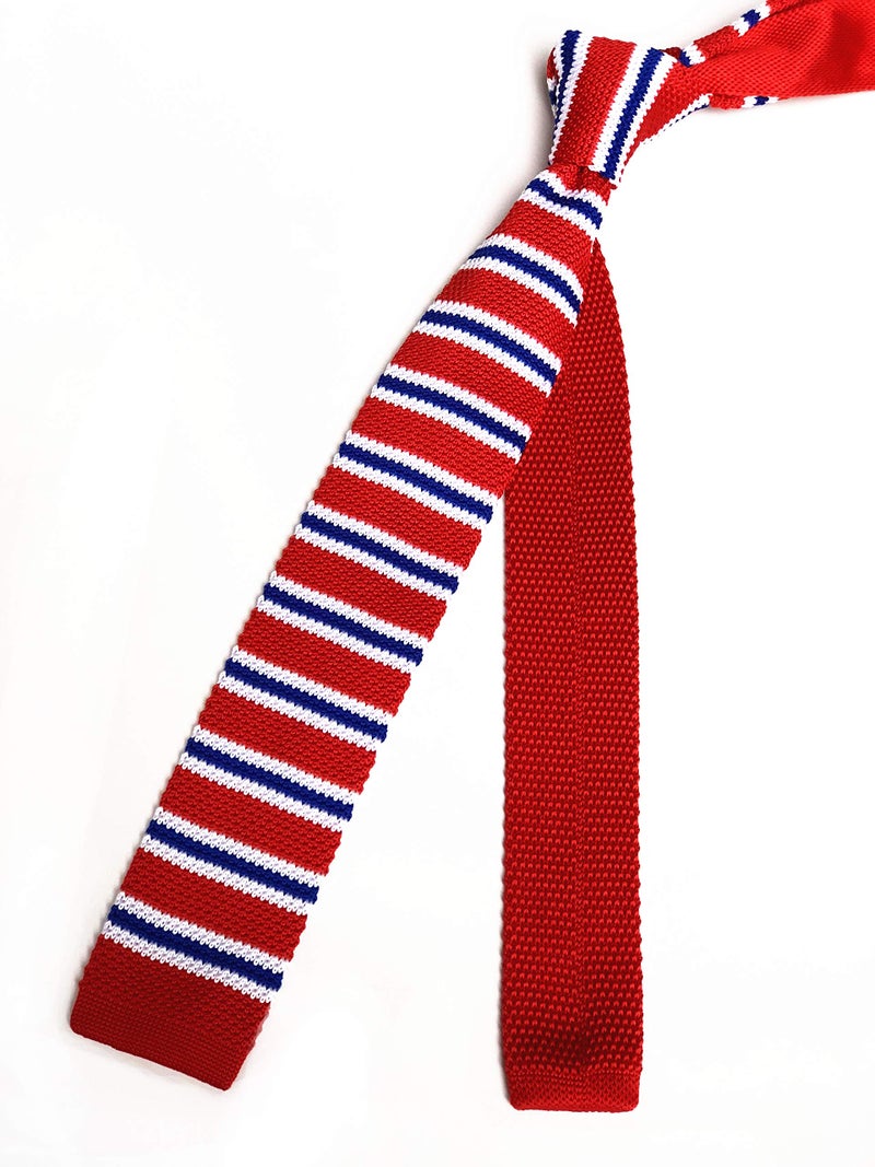 Secdtie Men's Kids Junior Red Blue White Knitting Ties Designer Patterned Business Novelty Best Necktie for Independence Day - Image 2